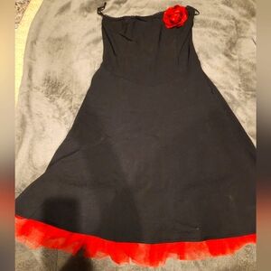 Ruby Rox Strapless Black Dress with Red Trim